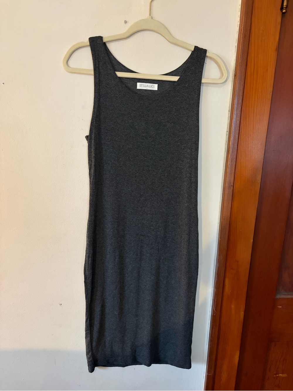 Stella Luce Dark Charcoal Sleeveless Midi Tank Dress